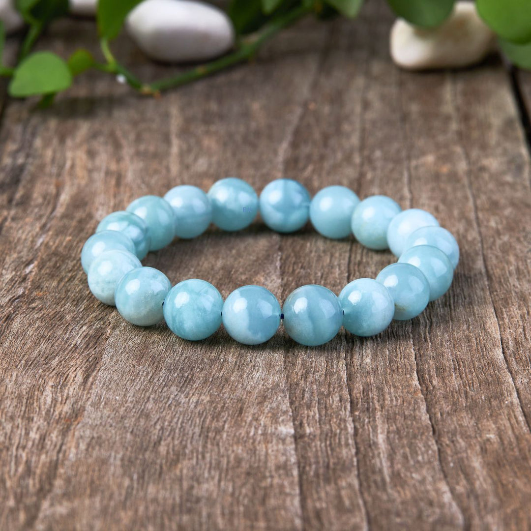 Blue Aquamarine Calming Bracelet - Grounding & Soothing - Buddha & Karma