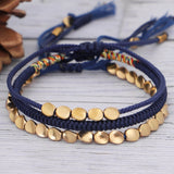 Blue Copper Beads Bracelet Set - Buddha & Karma
