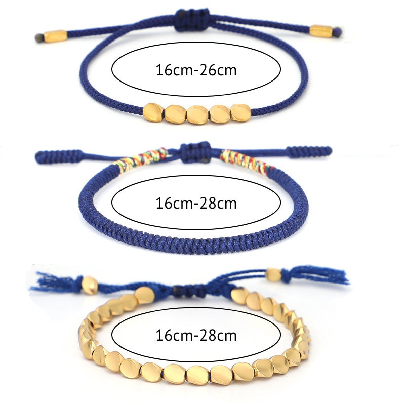 Blue Copper Beads Bracelet Set - Buddha & Karma