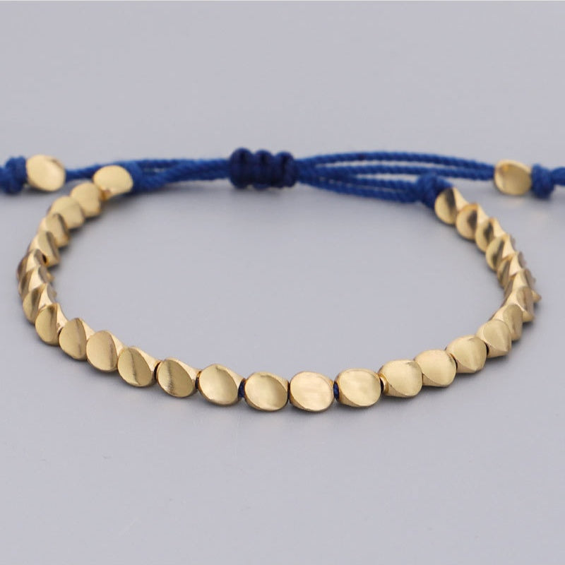 Blue Copper Beads Bracelet Set - Buddha & Karma