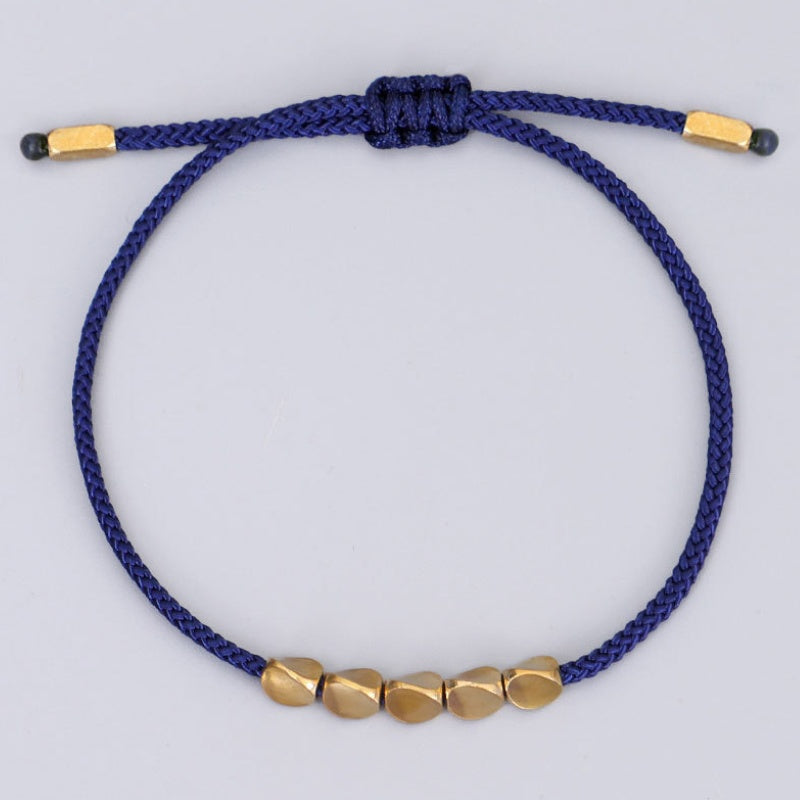 Blue Copper Beads Bracelet Set - Buddha & Karma