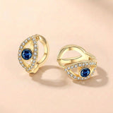 Blue Zircon Evil Eye Copper Earrings