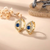 Blue Zircon Evil Eye Copper Earrings