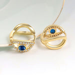 Blue Zircon Evil Eye Copper Earrings