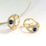 Blue Zircon Evil Eye Copper Earrings