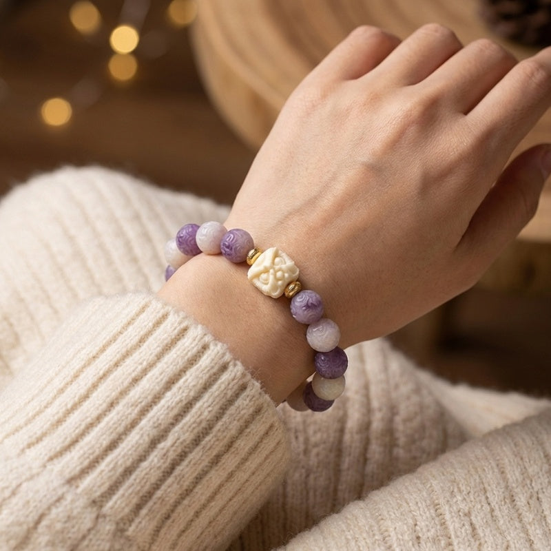 Buddha & Karma Bodhi Seed Lion Head Mantra Protection Bracelet