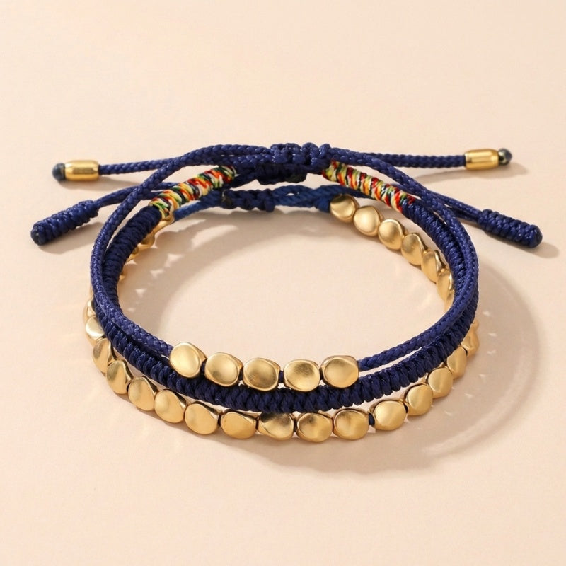 Buddha & Karma Blue Copper Beads Bracelet Set