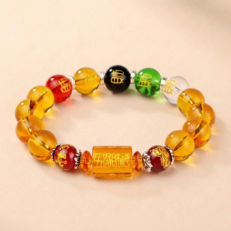 Buddha & Karma Citrine the God of Wealth Bracelet & The 5 Element Crystals