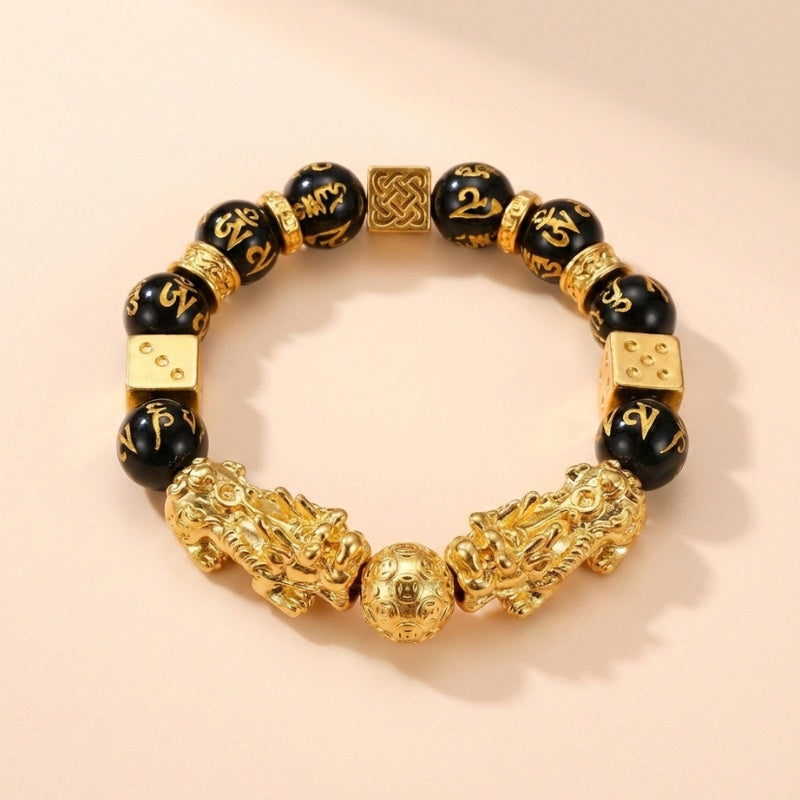 Buddha & Karma Gold-Plated Double Pixiu Bracelet - Extreme Wealth & Protection