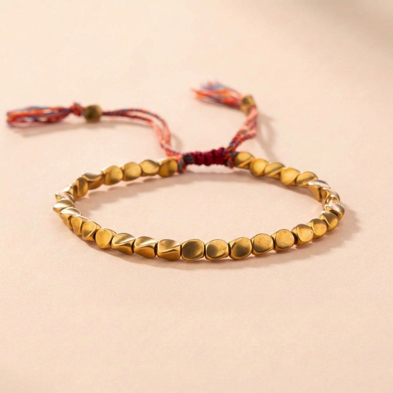 Buddha & Karma Tibetan Copper Beads Bracelet Handmade - For Healing, Strength & Protection