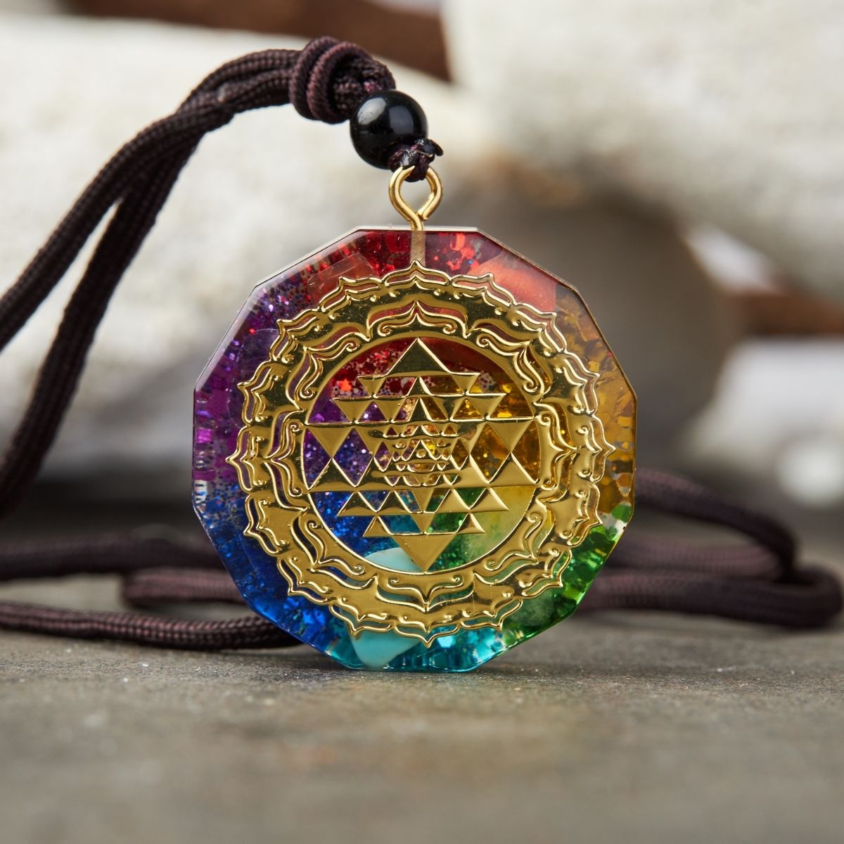Orgonite Sri Yantra Sacred Geometry Chakra Energy Necklace – RING