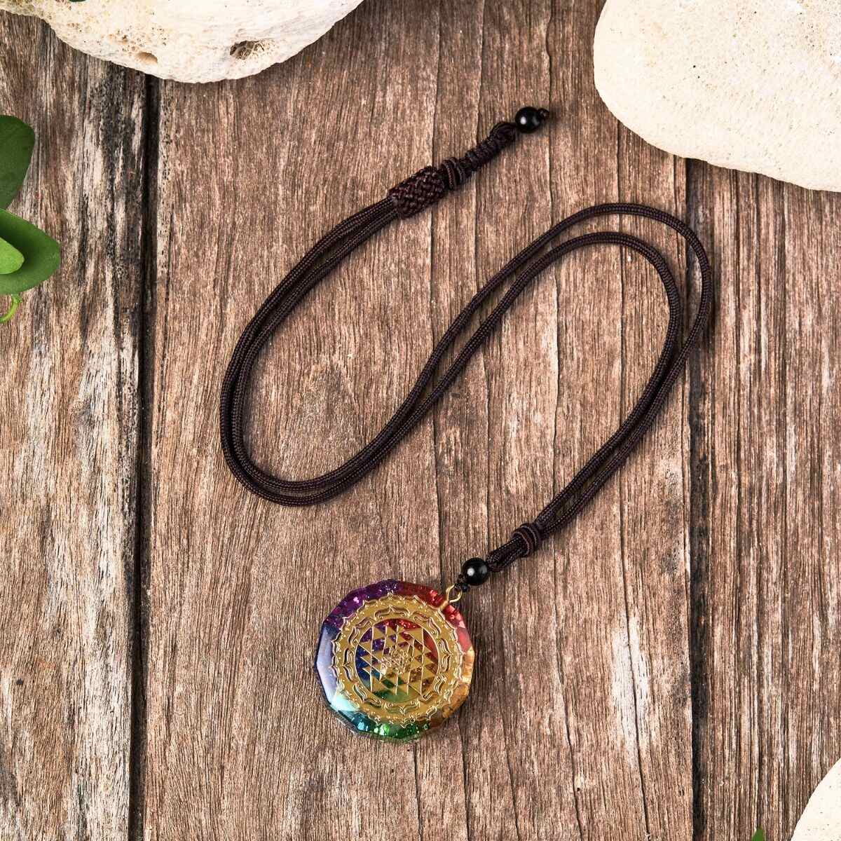 Chakra Orgonite Necklace - Balances Orgone Energy & EMF Protection - Buddha & Karma