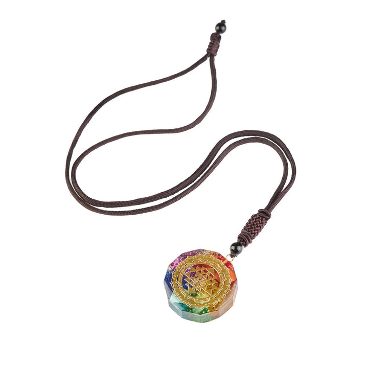 Chakra Orgonite Necklace - Balances Orgone Energy & EMF Protection - Buddha & Karma