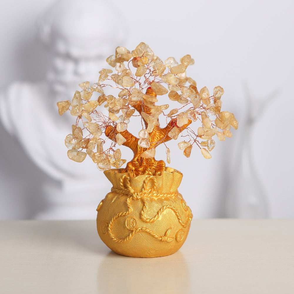 Citrine Money Tree for Prosperity -  Feng Shui Gemstone Ornament - Buddha & Karma