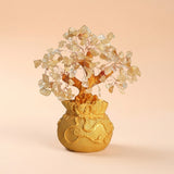 Buddha & Karma Citrine Money Tree for Prosperity - Feng Shui Gemstone Ornament