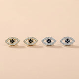 Classic Gold-Plated Copper Zircon-Studded Evil Eye Earrings