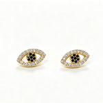 Classic Gold-Plated Copper Zircon-Studded Evil Eye Earrings