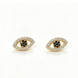 Classic Gold-Plated Copper Zircon-Studded Evil Eye Earrings