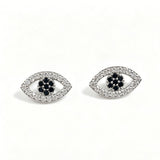Classic Gold-Plated Copper Zircon-Studded Evil Eye Earrings