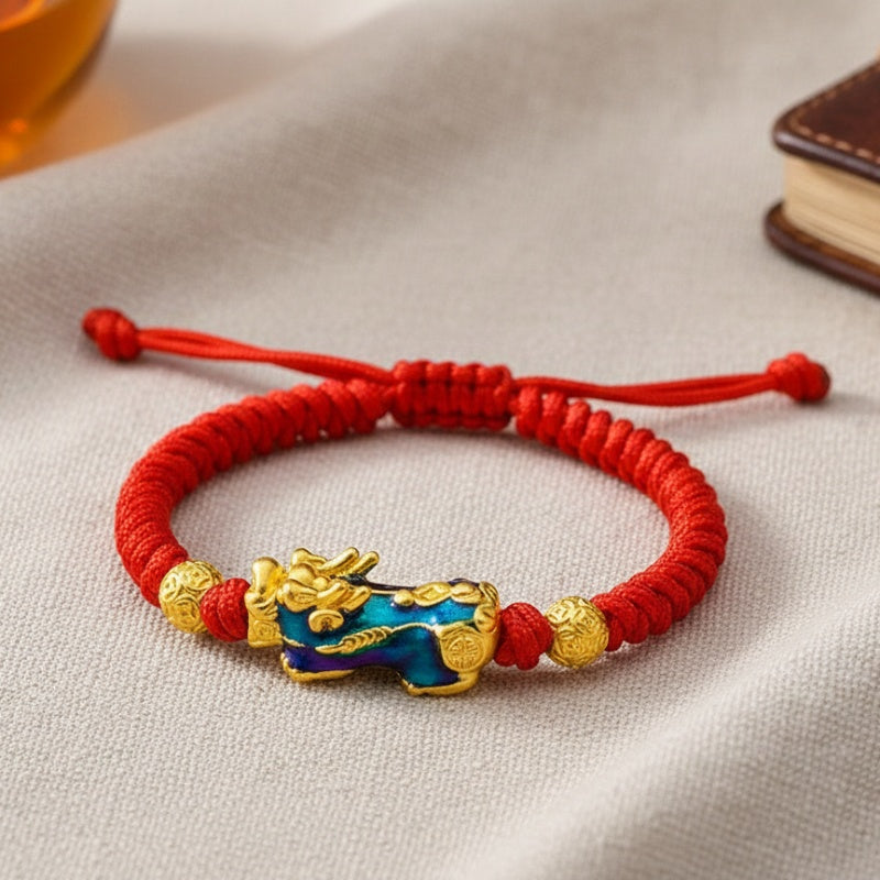 Color-Changing Pixiu Bracelet - Tibetan Red String