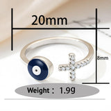 Copper Evil Eye Ring with Zircon-Studded Cross