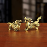 Copper Pixiu Set - Male and Female Pi Yao Feng Shui Wealth Ornament