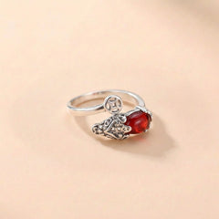 Copper Pixiu Wealth Ring with Chinese Coin Lucky Charm