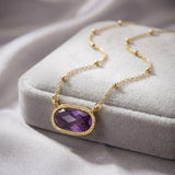 Buddha & Karma Crystal Pendant Necklace - Amethyst, Tiger Eye, Rose Quartz, Green Aventurine