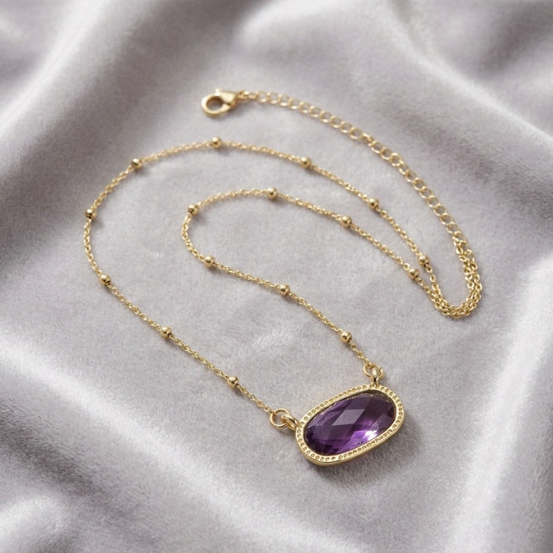 Buddha & Karma Crystal Pendant Necklace - Amethyst, Tiger Eye, Rose Quartz, Green Aventurine