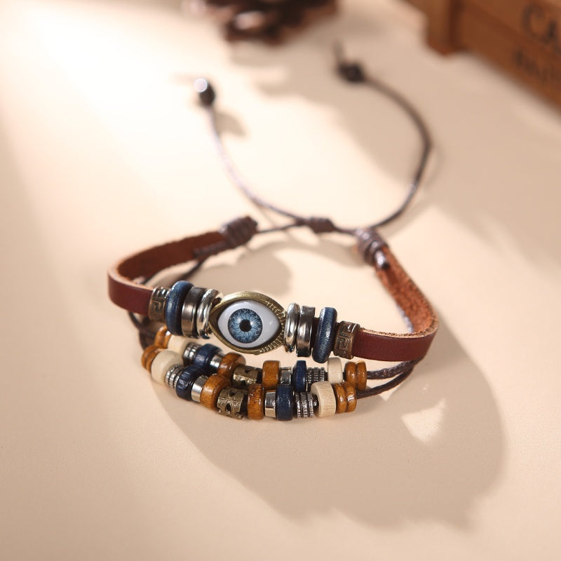 Evil Eye Leather Bracelet for Protection 2