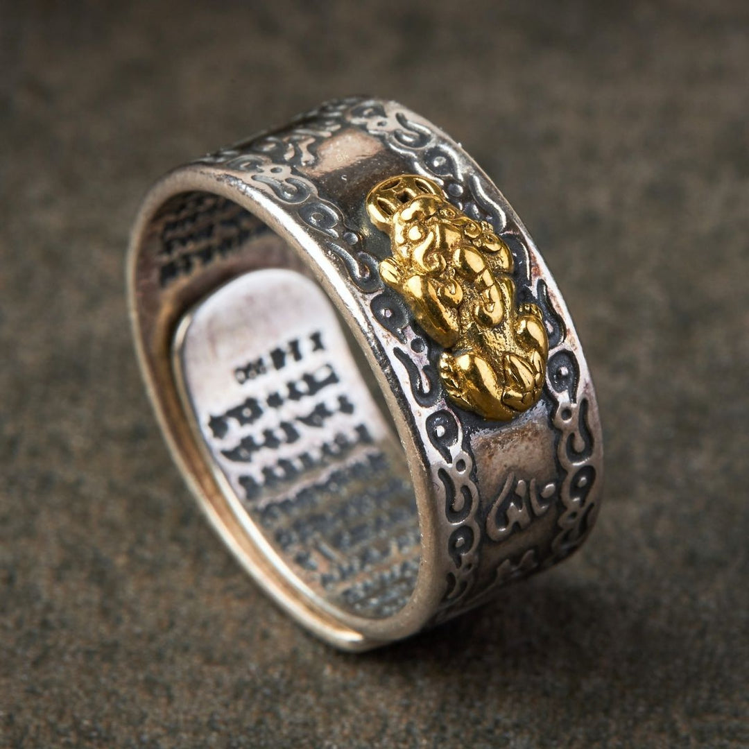 Feng Shui Pixiu Mantra Ring - Wealth & Protection - Buddha & Karma