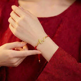 Gold-Colored Copper Red String Dragon Luck Bracelet