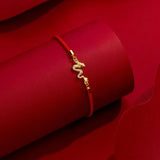 Gold-Colored Copper Red String Dragon Luck Bracelet