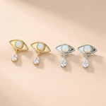 Gold-Plated Copper Evil Eye Earrings with Water Drop Tears