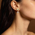 Gold-Plated Copper Evil Eye Earrings with Water Drop Tears