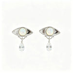 Gold-Plated Copper Evil Eye Earrings with Water Drop Tears