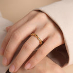 Gold-Plated Copper Evil Eye Ring with Black Eyes Zircon