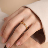 Gold-Plated Copper Evil Eye Ring with Black Eyes Zircon