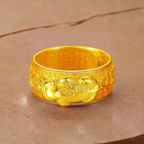 Buddha & Karma Golden Copper Feng Shui Pixiu Mantra Ring