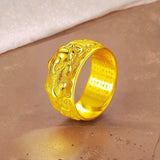 Buddha & Karma Golden Copper Feng Shui Pixiu Mantra Ring