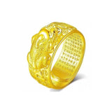 Buddha & Karma Golden Copper Feng Shui Pixiu Mantra Ring