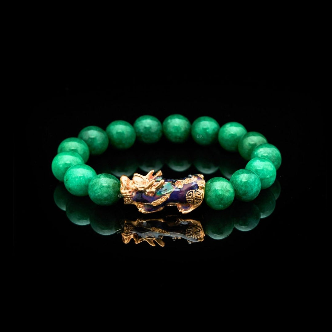 Green Jade Pixiu Bracelet - Abundance & Protection - Buddha & Karma