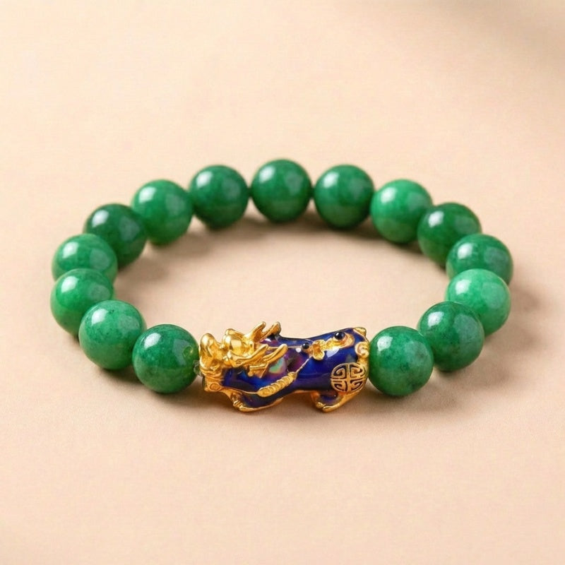 Green Jade Pixiu Bracelet - Abundance & Protection - Buddha & Karma