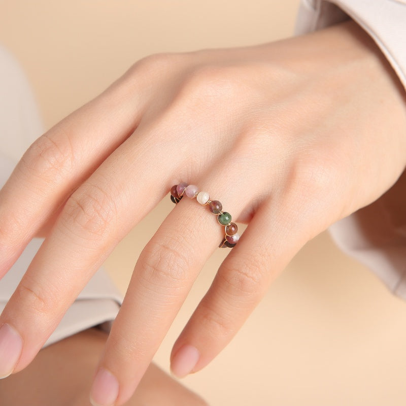 Tourmaline Ring - Natural Healing Crystal Bead Rings