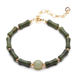 Hetian Jade Peridot Lucky Bamboo Bracelet