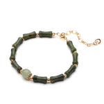 Hetian Jade Peridot Lucky Bamboo Bracelet