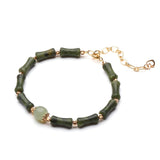 Hetian Jade Peridot Lucky Bamboo Bracelet