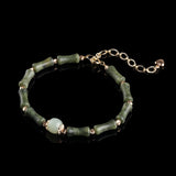 Hetian Jade Peridot Lucky Bamboo Bracelet