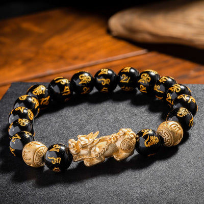 Feng Shui Bracelet - Pixiu Black Obsidian Bracelet for Wealth – Buddha ...