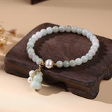 Buddha & Karma Light Green Jade Wu Lou Amulet Bracelet - Feng Shui Bracelet for Health